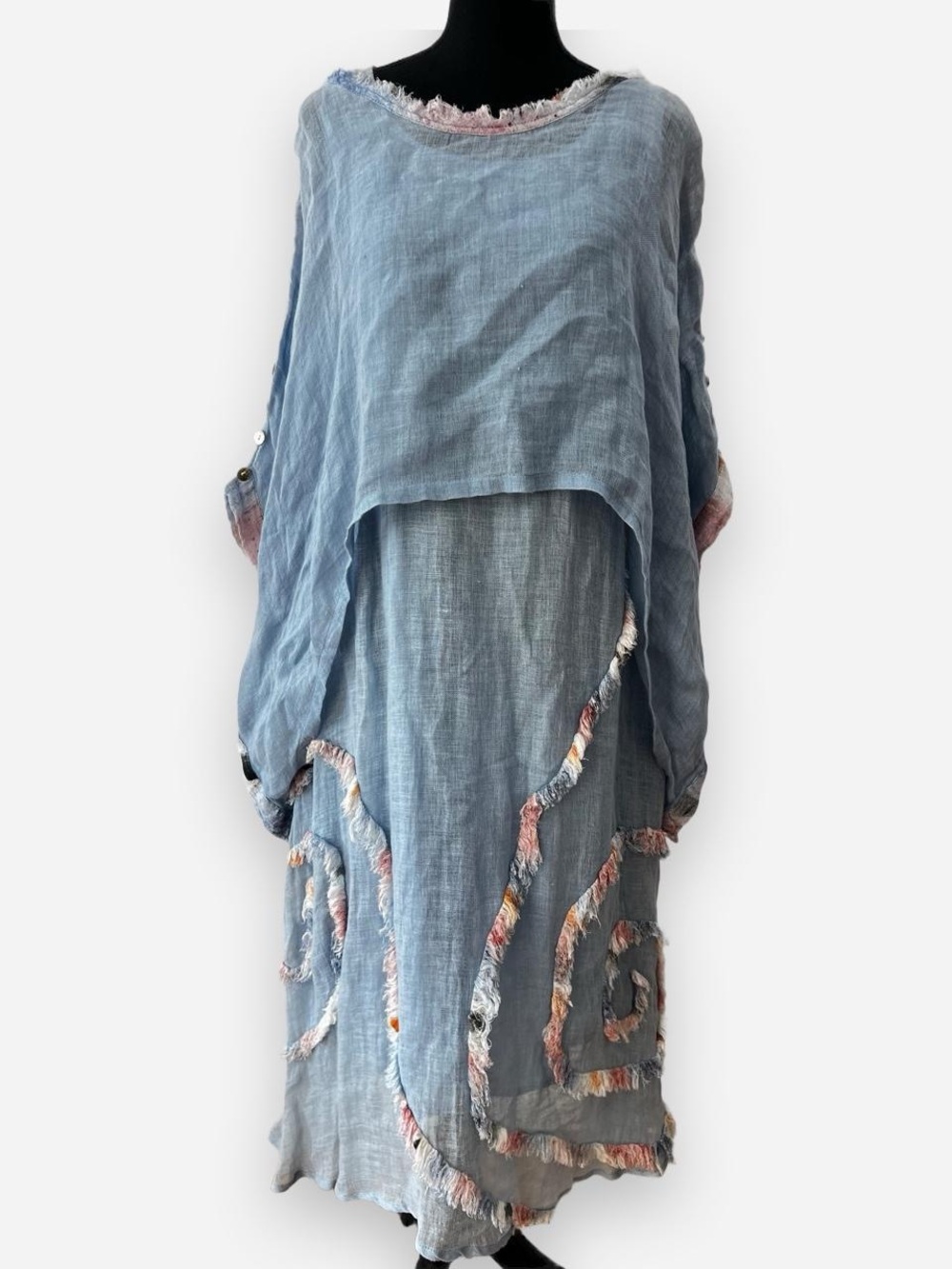 NWTs Paper Lace Gauze Dress with Asymmetrical Matching Top Lagenlook Boho M
